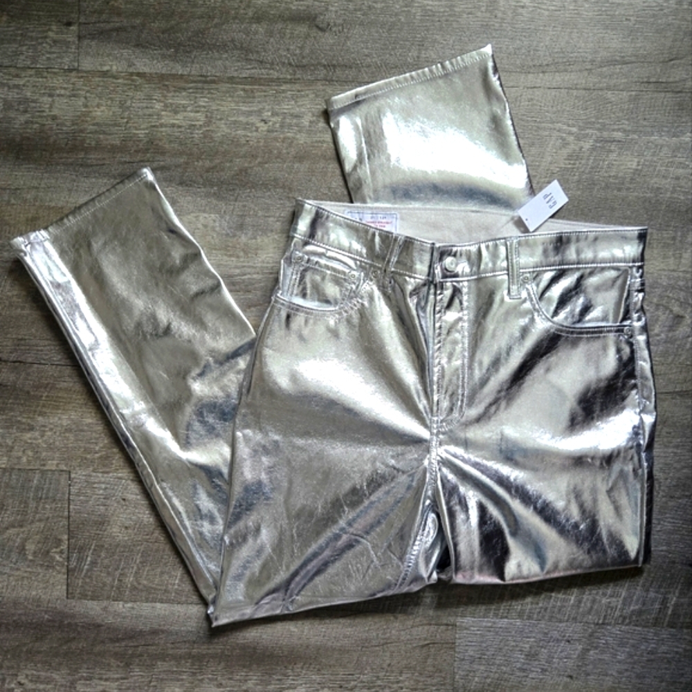 NWT GAP Silver Jeans Reflective Style Cheeky Straight High Rise